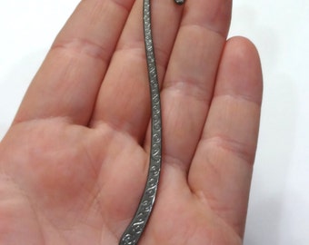 10 Bookmarks BLACK 84x14x1.5mm, Hole: 2mm