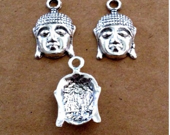 6 Buddha charms pendants- Antique Silver - SC213 #GW