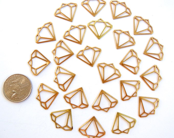 24 or 12 Pairs of Brass Gem Outline Charm Stampings