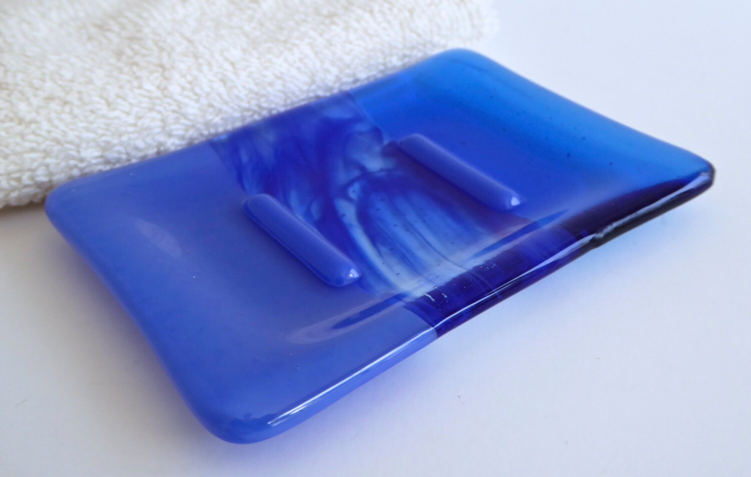 Fused Glass Soap Dish in Cobalt Blue by BPRDesigns