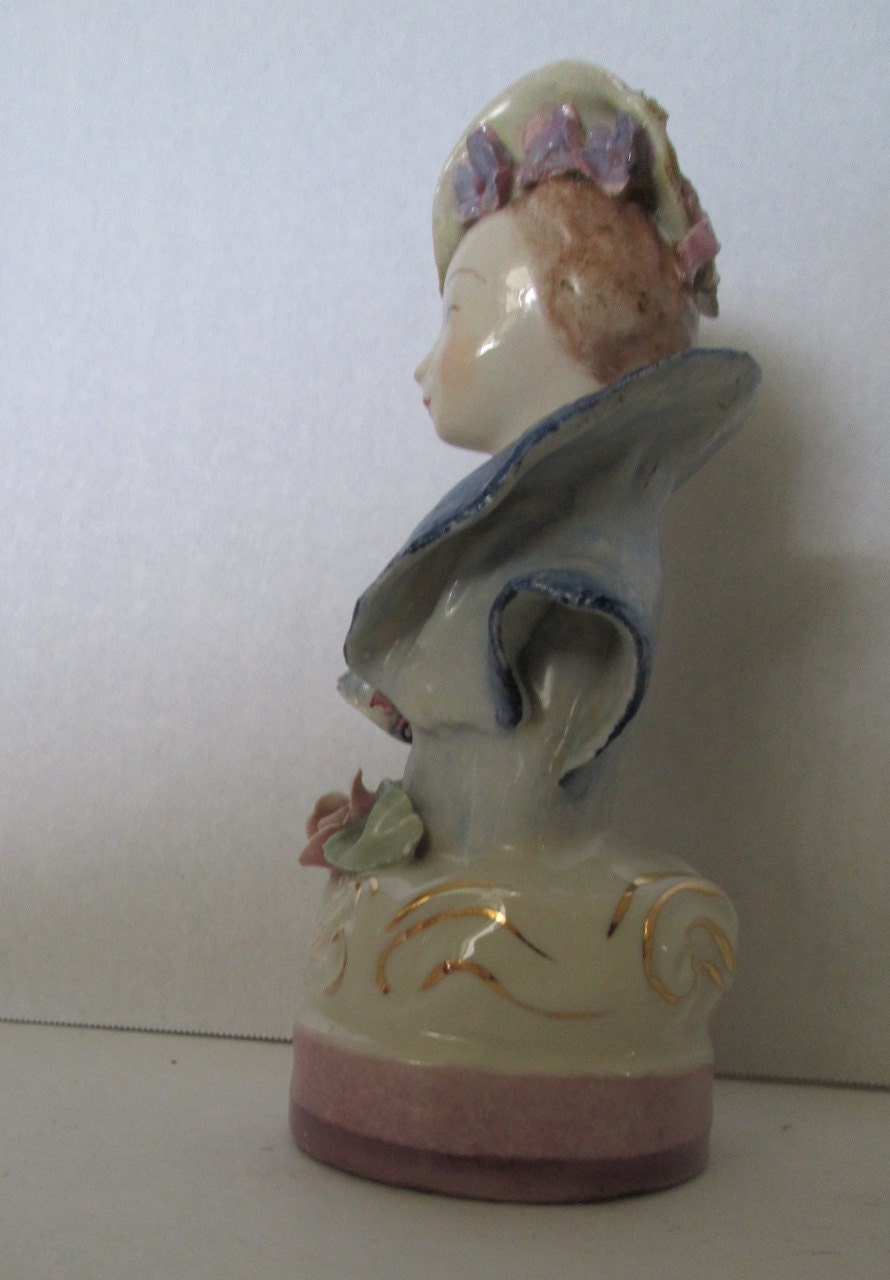 Cordey Porcelain Bust Figurine Statue Victorian Lady Signed