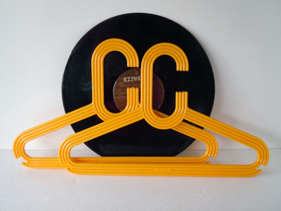 SALE Take 30 Off Vintage Mod Retro Yellow Chunky Clothes Hangers