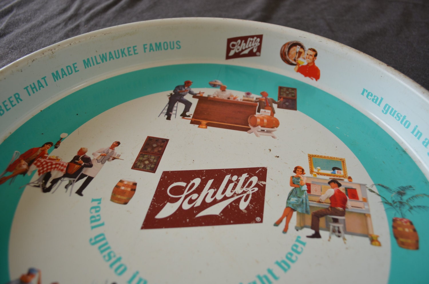 SALE Vintage SCHLITZ Beer Tray METAL 1962 wisconsin