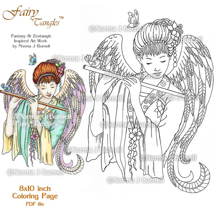 Download Fairy Tangles Printable Coloring Pages by Norma J Burnell