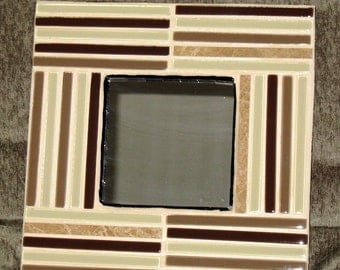 SALE - Stone, Brown, and Lime Square Mosaic Mirror