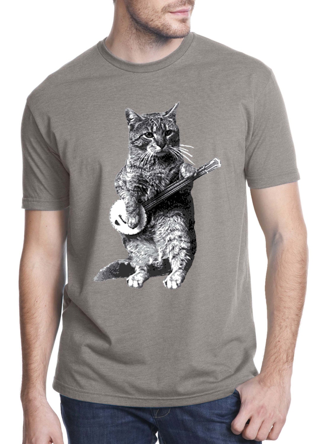 banjo tshirt cat tshirt mens tshirt cat by ToTheMoonAndBack