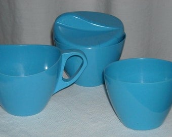 vintage robin's egg blue melamine set