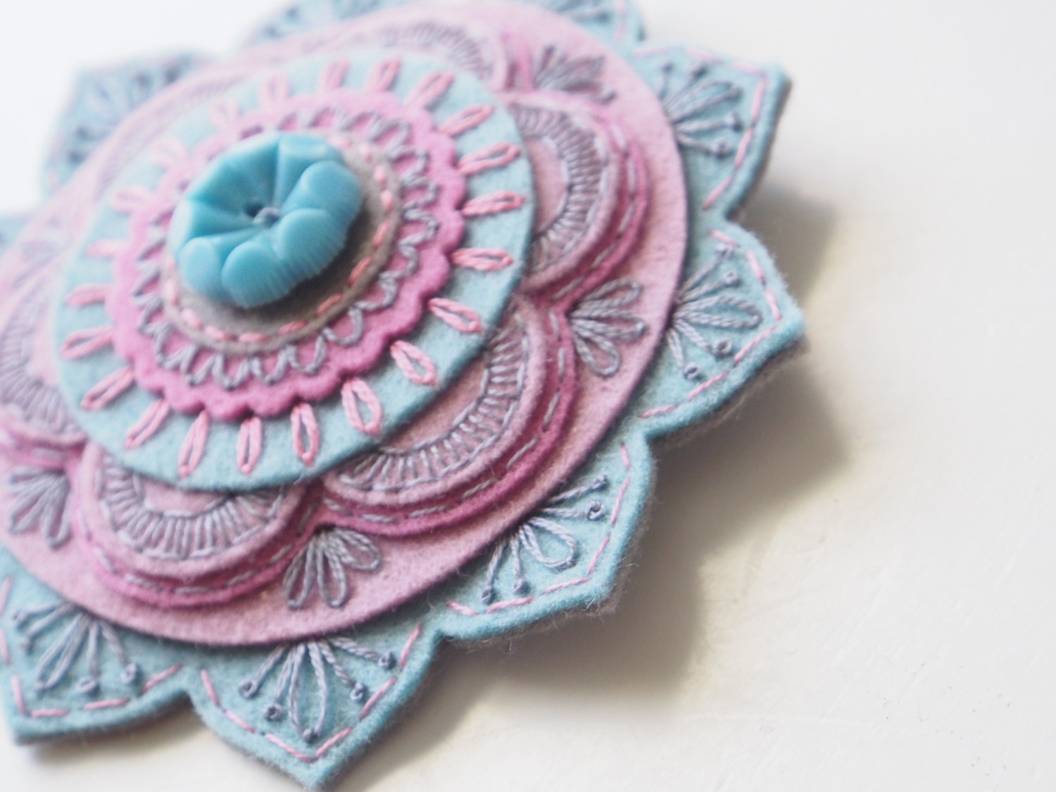 Intricately Embroidered Hair Clip by SewSweetStitches on Etsy
