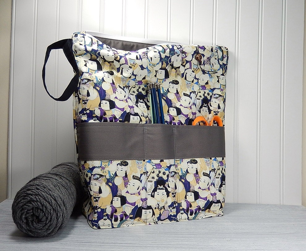 Knitting bag extra large zipper pouch tote with zipper