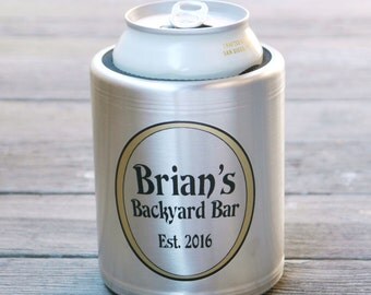 Custom Stainless Steel Beer Can Cooler, Personalized Beer Gift - Insulated Beer Can Hugger for Deck, Patio, Bar & Grill, Pool, BBQ