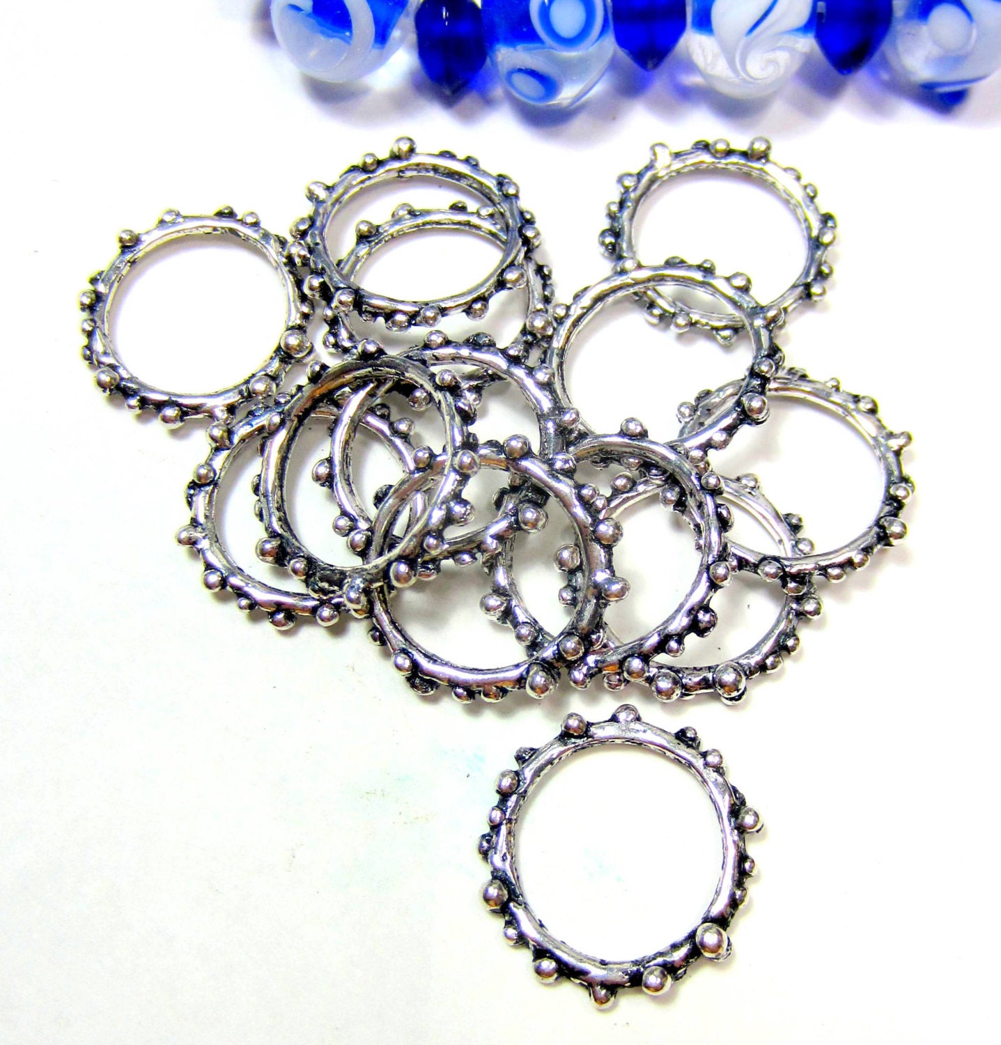 18 Antique silver connector links jewelry making metal