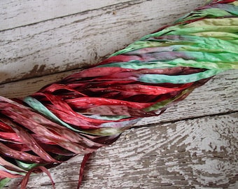 NEW - Hand dyed COUNTRY BACKROADS quarter inch dazzle ribbon, 5 yards
