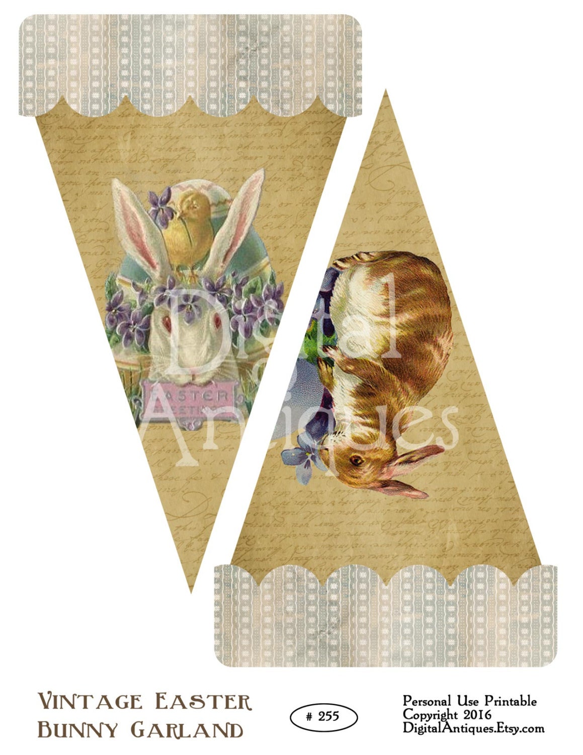 Vintage Easter Bunny Garland Printable Instant Digital