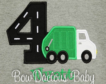 Garbage Truck Birthday Shirt, Boy's Garbage Truck Birthday Shirt, Personalized Garbage Truck Birthday Shirt, Any Age, You Pick Fabrics