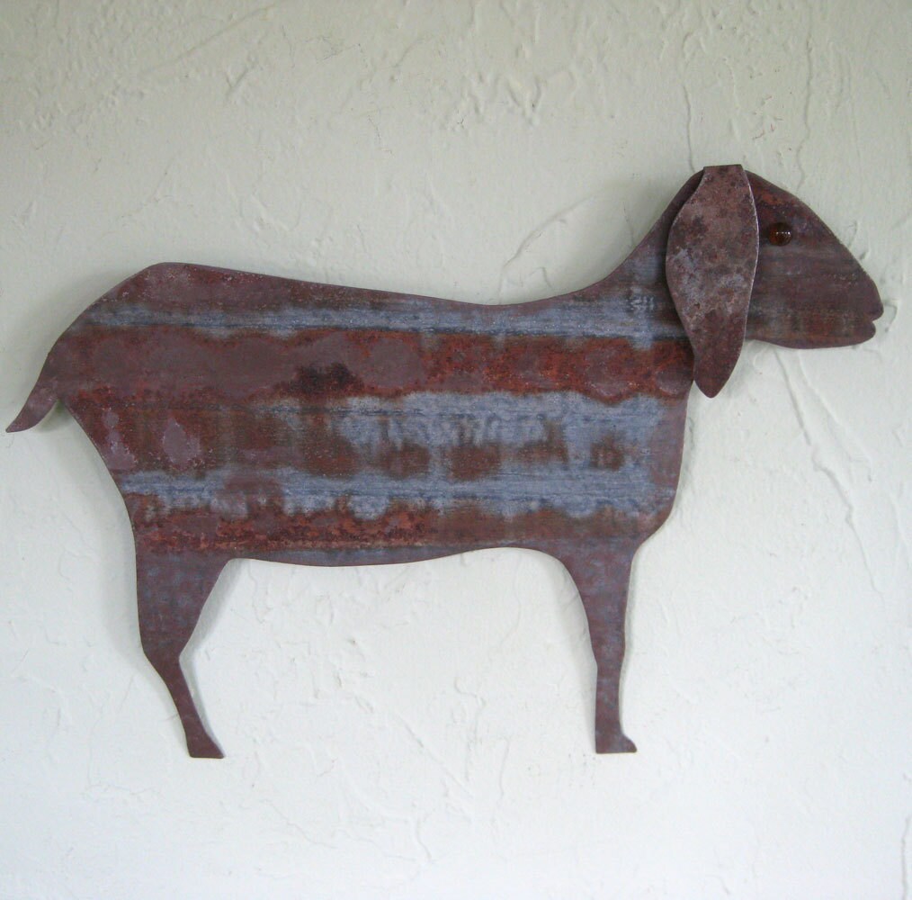 Metal Wall Art Sculpture Goat Folk Art Farm Animal Home Decor