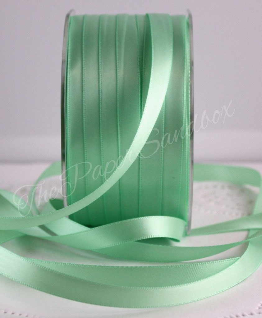 Mint Green Satin Ribbon 3/8 wide by the yard Pantone