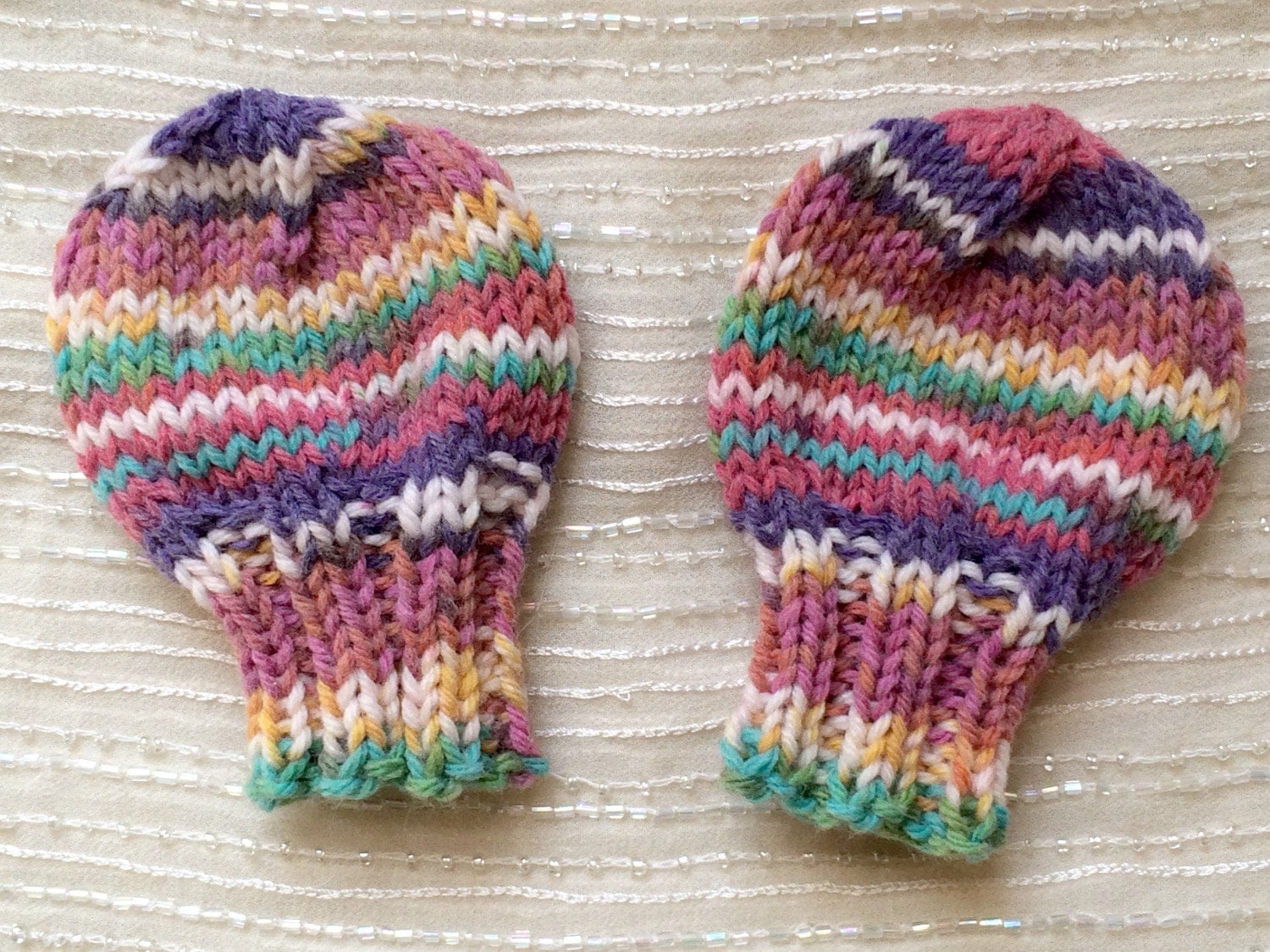 Newborn Mittens Hand Knit Infant Mittens THUMBLESS