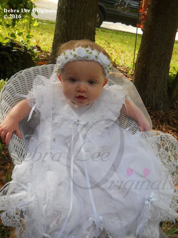 Mary Baby Girl White Christening Gown / Christening Dress