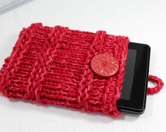 Cherry Red Chunky Knit IPad Mini Sleeve, Knit Kindle Fire Case, Red Knit Notebook Sleeve, Knit Sleeve, Red Knit Ipad Mini, Knit Tablet Case