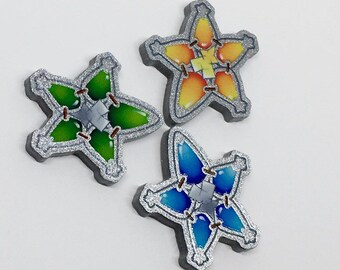 Kingdom Hearts Wayfinder Star Aqua, Terra, Ventus Silver Acrylic Lapel Pin Pinback Birth By Sleep