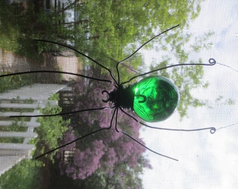 Wonderful Green Sun Catcher Window Spider Hanging Art, Made to Order