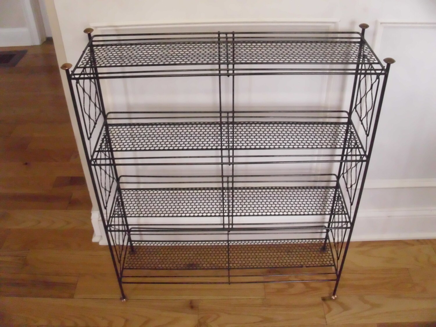 Vintage 1950's/1960's 4 Tiered Black Metal Shelf
