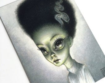 The Bride of Frankenstein - 4 x 5.75 Mini Art Print by Mab Graves - unframed