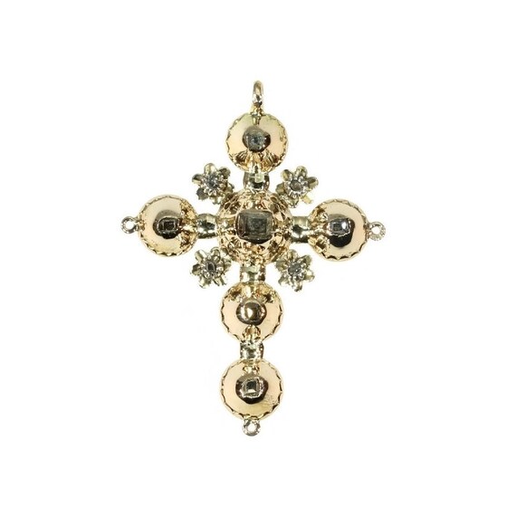Georgian cross pendant table cut diamonds set foil buttercup