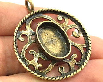Antique Bronze Brass Blank (18x13mm blank) , Mountings G5584