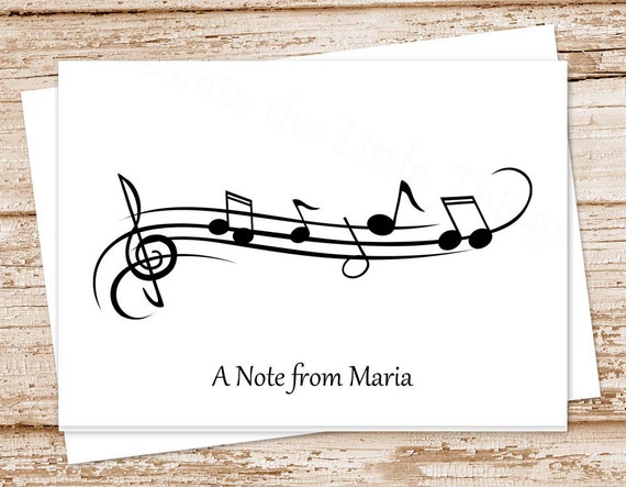 music note cards . notecards . personalized stationery