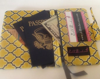 Dollbirdies Passport Wallet with Clear ID Window and Zipper Pocket