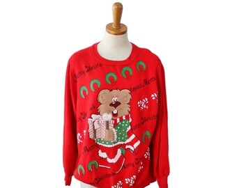 Vintage 90s Reindeer Sweater Kids Size 2T by bluebutterflyvintage