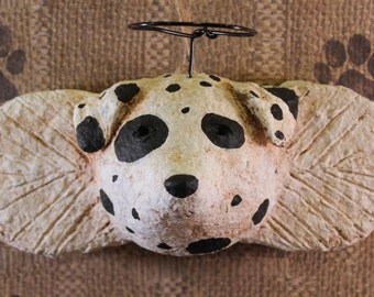 Dalmatian Angel Ornament handmade from papier mache, OOAK, DALMATIAN ANGEL