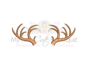 Deer Antlers Machine Embroidery Design - 6 Sizes - Instant Download