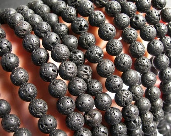 Lava volcanic gem - 8mm round - 1 full strand - 47 beads - A Quality - RFG353