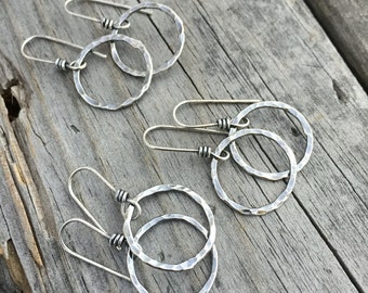 Sterling Silver Earring Hammered Circle Earwire Component Handmade Sterling Silver Earring