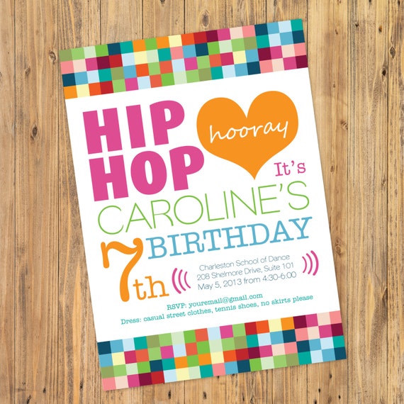 Printable or Emailable Girls Hip Hop Dance Birthday by bugluv