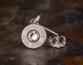 Bullet Jewelry, Rifle Jewelry, 30-06 Nickel Bullet Head Stud Earrings, 30-06 Bullet Earrings, Bullet Earrings, Winchester Jewelry, Custom