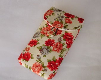Etui pour iphone - smartphone tissu imprimé fleurs couleurs vives