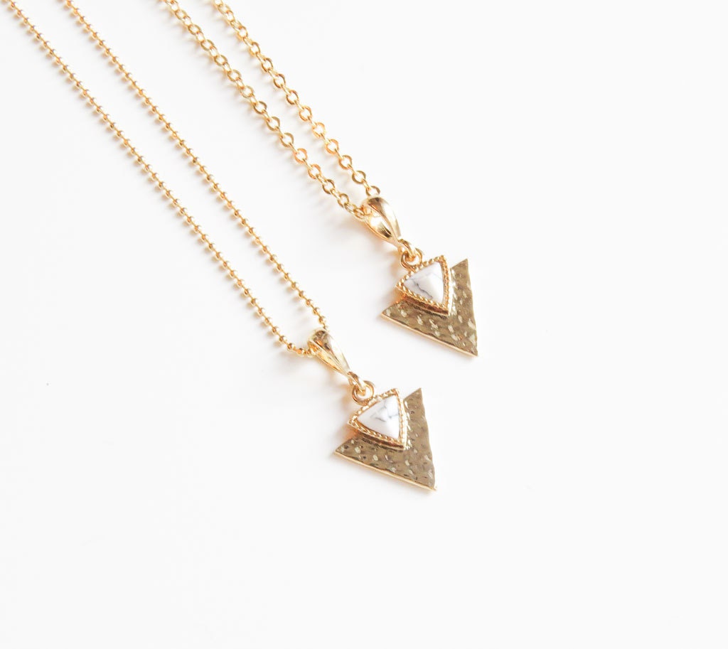 White marble triangle Necklace