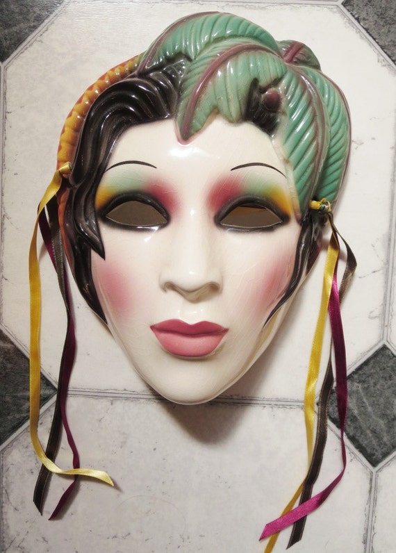 Clay Art Ceramic Face Wall Mask Decorative Wall Decor VERY
