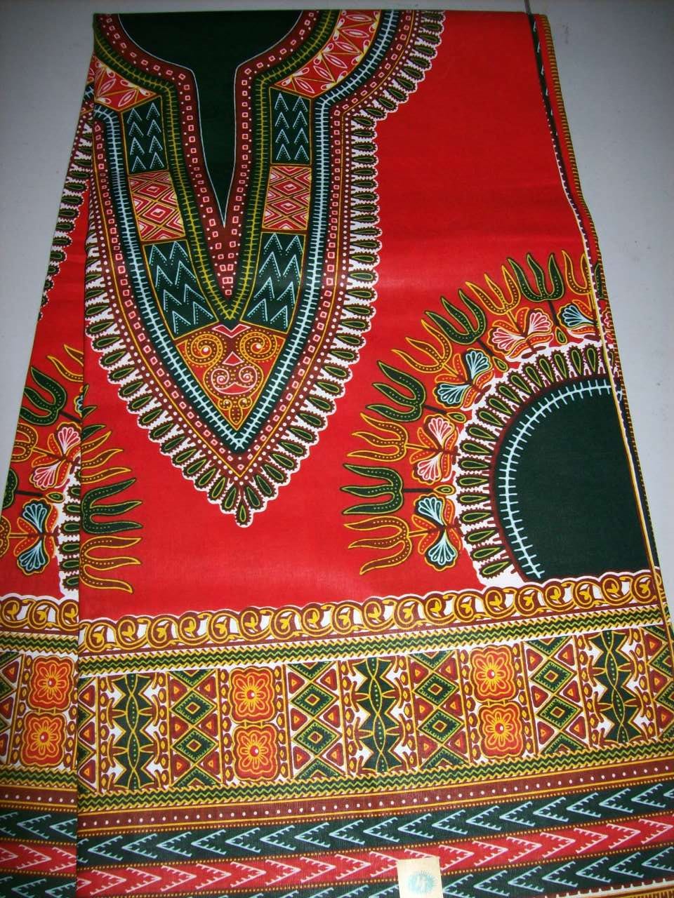 Red dashiki fabric 6 yards 6 panels wholesale/ Angelina