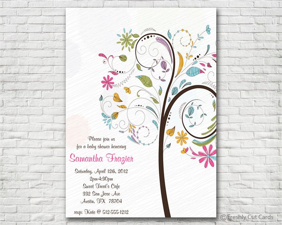 Colorful Baby Girl Shower Invitation - Printable or Printed (w/ FREE Envelopes) Il_570xn