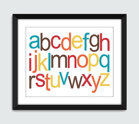 Lowercase Alphabet ABC Horizontal Wall Art. Alphabet Wall