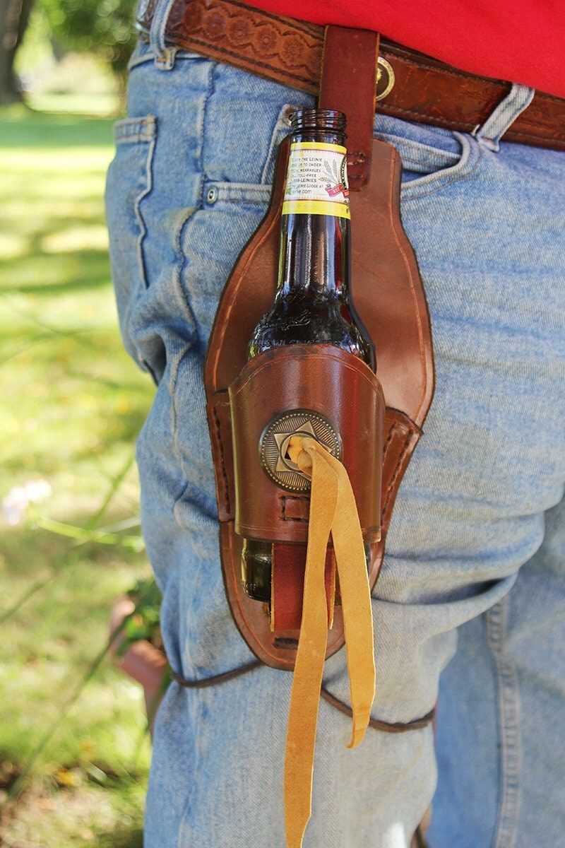 Leather Beer Bottle Holster Beer Bottle Holder Or Water Bottle