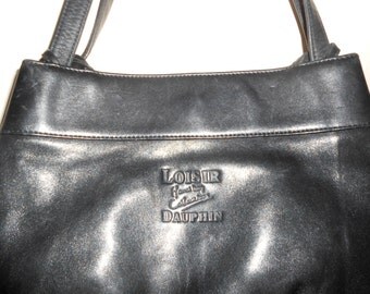 Vintage 1990s LOISIR DAUPHIN black leather medium-sized shoulder bag