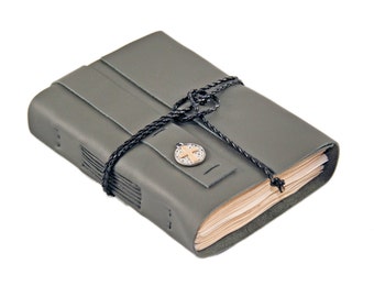 Dark Olive Green Leather Journal with Tea Stained Paper - Cross - Leather Journal - Travel Journal - Vintage Notebook - Green Leather -