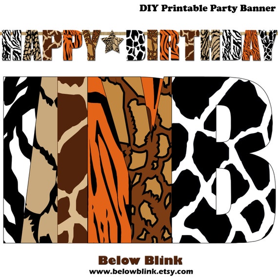 safari happy birthday banner jungle printable party banner