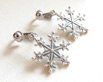 Snowflake Clip On Earrings