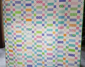 Handmade Quilt using the Moda Grow! fabric collection-Fun Bright Colors